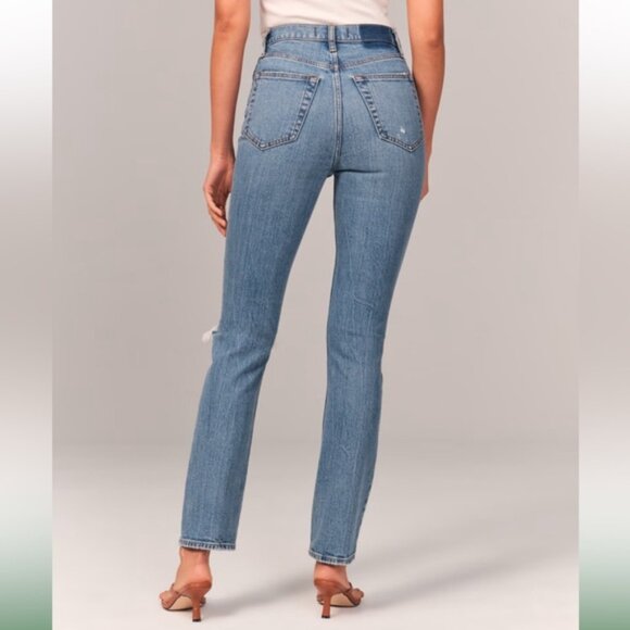 Abercrombie & Fitch 90s Slim Straight Ultra High Rise Jeans 25 / 0 Curve Love - Picture 13 of 13
